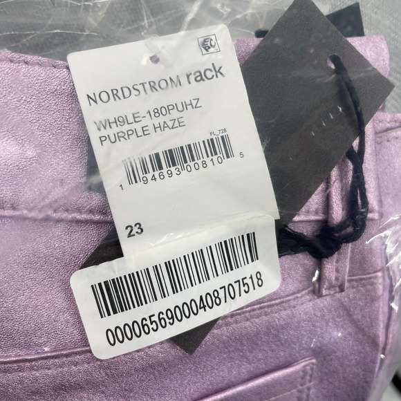 NWT RtA Kiki 100% Lambskin Leather Flare Cropped Pants In Purple Haze $1195 - Picture 10 of 12